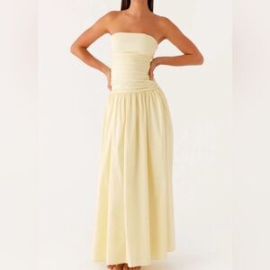 Elegant Yellow Strapless Dress